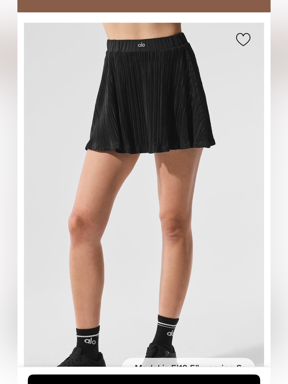 🆕Alo yoga Micro Plisse Tennis Skirt - Black Sz M - Picture 2 of 10